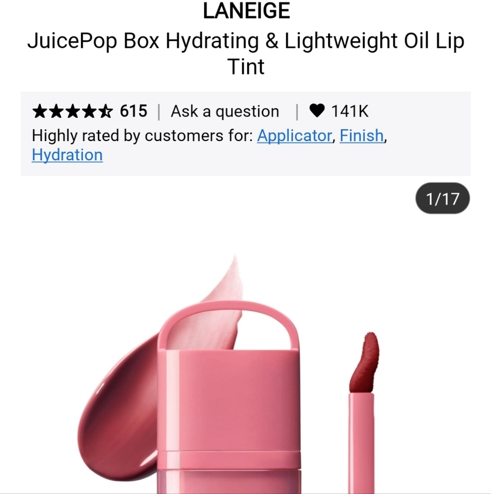 NIB LANEIGE JUICEPOP BOX LIP TINT IN LO-FI MAUVE